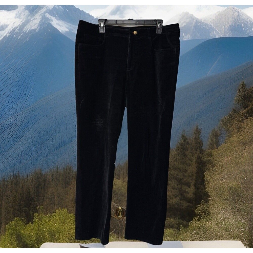 Y2k Lauren Ralph Lauren LRL Velvet Pants Black‎ Blueish Soft Velour Womens Sz12